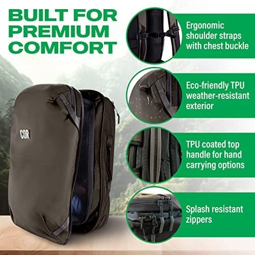 COR Surf Carry On Travel Backpack | NOW with Premium YKK Zippers | Flight Approved Carry On Laptop Backpack with Secret Passport Pockets | The Island Hopper (28L, Army Green) - Image 3