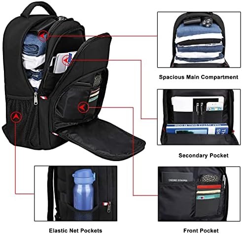 Della Gao Laptop Backpack, Business Travel Backpack with USB Charging Slit for Men Womens, Anti Theft Water Resistant Computer Backpack Fits 15 Inch Laptop and Notebook, Black - Image 3