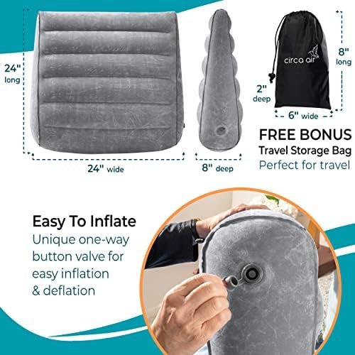 Circa Air Inflatable Wedge Pillow - Travel Wedge Pillow for Sleeping Acid Reflux, After Surgery, Bed Wedge Pillow for Head Shoulder, Back, Knee, Leg Elevation Support, GERD, Snoring, Heartburn - Image 3