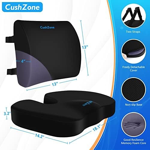 Seat Cushion, Lumbar Support Pillow with Adjustable Strap-Chair Cushions for Sciatica Pain Relief-with Washable Cover Memory Foam for Car, Travel and Wheelchair-Black - Image 3