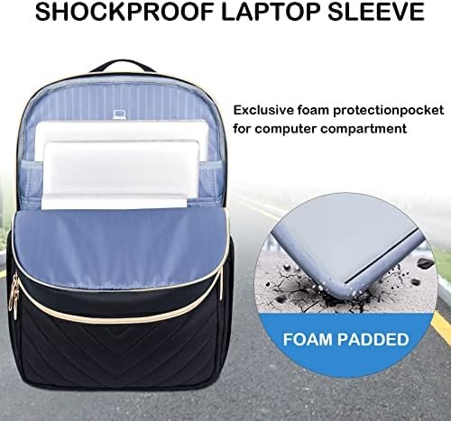 VANKEAN 15.6 Inch Laptop Backpack for Women Men Work Bag Fashion with USB Port, Waterproof Backpacks Nurse Stylish Travel Bags Casual Daypacks for College, Business, Black - Image 3