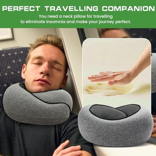 Travel Pillow, Neck Travel Pillow, Memory Foam Neck Travel Pillow, for Airplane Sleeping Neck Support,A Versatile and Exquisite Neck Pillow (Gray) - Image 4