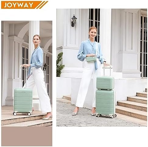 Joyway Luggage Carry-On Suitcases 20" Lightweight Polypropylene Carrying Case with TSA Lock,Rigid Luggage Sets with Swivel Wheels,14" Cosmetic Bag & 7" Small Bag - Image 7