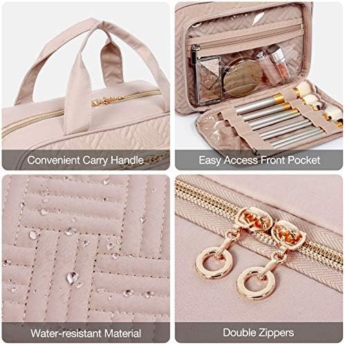 BAGSMART Toiletry Bag Hanging Travel Makeup Organizer with TSA Approved Transparent Cosmetic Bag Makeup Bag for Full Sized Toiletries, Medium-Pink - Image 7