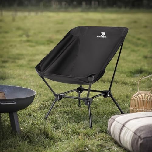CAMEL CROWN Folding Camping Chair, Lightweight Portable Compact Lawn Chair with Side Pocket for Outdoor Travel Beach Picnic Hiking Backpacking Black - Image 8