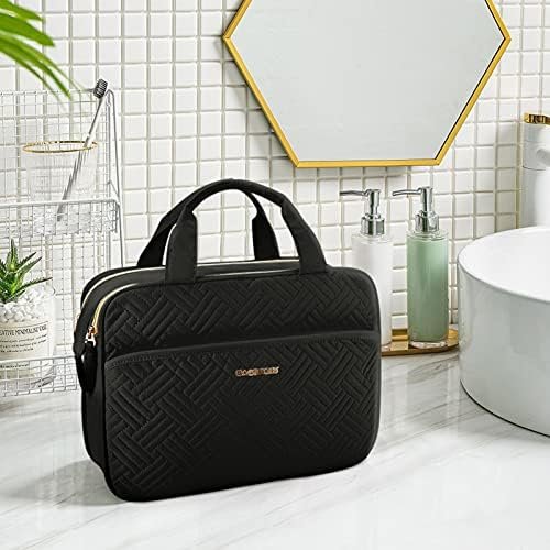 BAGSMART Large Toiletry Bag, Travel Makeup Organizer, Water-resistant Makeup Cosmetic Bag Door Room Essentials Travel Bag for Accessories, Shampoo, Full Sized Container, Toiletries (Black, Large) - Image 7