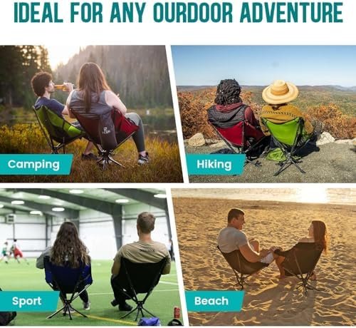 2024 Newest Swivel Portable Chair - Small Compact Collapsible Folding Chairs for Adults, Setup in 8 Seconds, Lightweight Outdoor Backpack Chair for Camping, Travel, Hiking, Beach, Support 300 LBS - Image 7