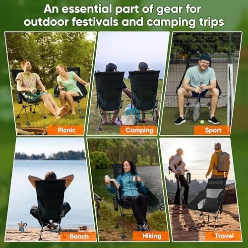Camping Chairs,Portable Camping Chair for Adults with Headrest,Lawn Chairs Beach Chair with Anti-Sinking Feet Folding Backpacking Chair,Compact Foldable Travel Chair for Outdoor Camp Hiking Backpack - Image 7