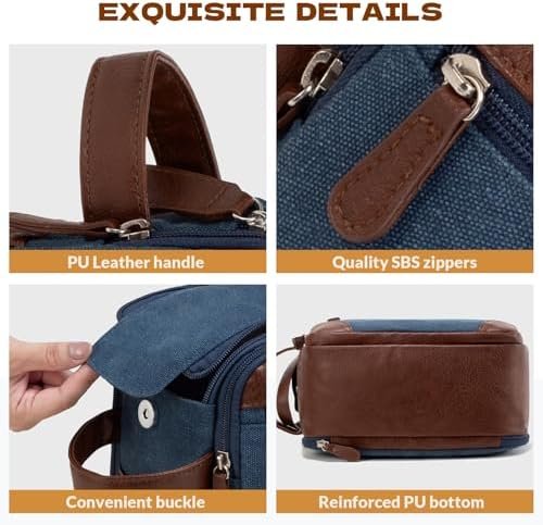Travel Toiletry Bag for Men - Canvas Toiletries Bag with Multiple Pockets Large Hanging Dopp Kit Travel Bag for Toiletries Essentials Accessories - Navy Blue - Image 5