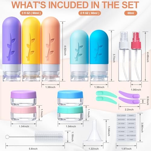 19 pack Travel Bottles for Toiletries, TSA Approved Silicone Travel Size Containers for toiletries Set, Refillable & Leakproof Travel Bottles Kit Travel Size Bottles - Image 2