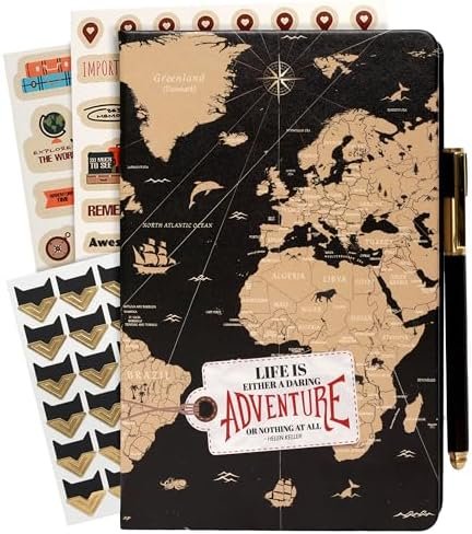 3-in-1 Prazoli Adventure Book, Travel Journal & Bucket List Scrapbook - Cute Gifts for Women & Men Couple | Travelers Notebook Planner & Organizer With Pockets & Prompts Keepsakes Diary (Couple's Adventure Map)