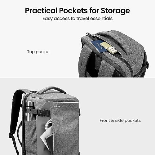 tomtoc Travel Backpack 40L, TSA Friendly Flight Approved Carry-on Luggage Hand Backpack, Water-resistant Lightweight Business Rucksack, Durable Large Weekender Bag Daypack Fits 17.3 Inch Laptop - Image 5
