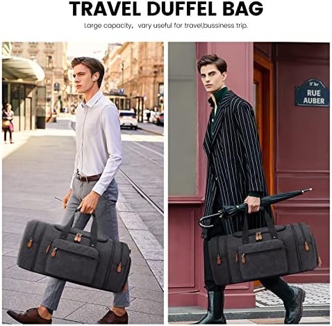 Sucipi Duffle Bag for Men Canvas Travel Duffel Bag Overnight Carry on Bag with Shoe Compartment Weekender Bag with Toiletry Bag for Airplanes - Image 6
