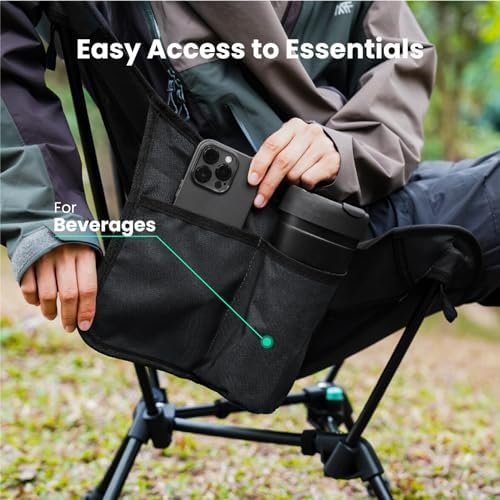 UltraPort 1-CinchLock Compact Camping Chair, Lightweight Camp Chair, Backpacking Portable Chair for Camping, Hiking, Anti-Sinking, One-Click Setup, U-Shaped Arc Design - Black - Image 8
