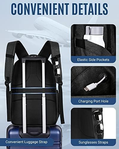 LIGHT FLIGHT Travel Backpack, Laptop Backpack for Men,17.3 Inch Computer Backpack Business Back Pack, Work Bag with USB Charging Hole, 40L Large Casual Daypack, Black grey - Image 5