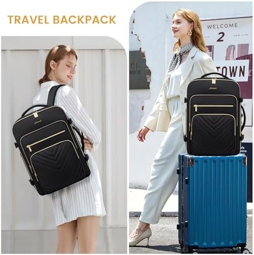 LOVEVOOK Large Travel Backpack for Women, Carry On Bag Backpack Flight Approved, 40L TSA Personal Item Travel Bag with 3 Packing Cubes, Waterproof 17 Inch Laptop Hiking Casual Bag Backpack - Image 2