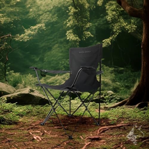 Folding Camping and Beach Chair for Outdoor with Cup Holder - Compact Lightweight Chair with Carry Bag Set of 2 (Black) - Image 10