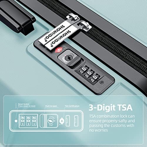 SHOWKOO Luggage Sets Expandable PC+ABS Durable Suitcase Double Wheels TSA Lock 5pcs Mint Green - Image 7