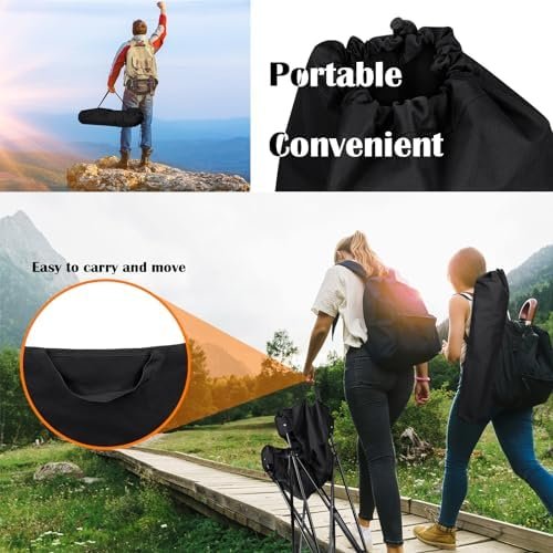 HaSteeL Folding Camping Chair, Portable Foldable Camp Chair for Adults, Comfortable 600D Oxford Fabric Collapsible Lawn Chairs for Indoor Outdoor Beach, 250lbs Weight Capacity, Storage Bag, Black - Image 7