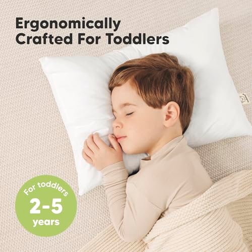2-Pack Toddler Pillow - Soft Organic Cotton Toddler Pillows for Sleeping - 14X20 Jumbo Pillow for Kids - Kids Pillows for Sleeping - Kids Pillow for Travel, School, Nap, Age 2 to 5 (Soft White) - Image 2