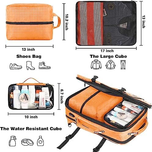 Carry on Backpack, Extra Large 45L Expandable Airline Approved Travel Backpacks with 3 Packing Cubes for Women Men - Image 4