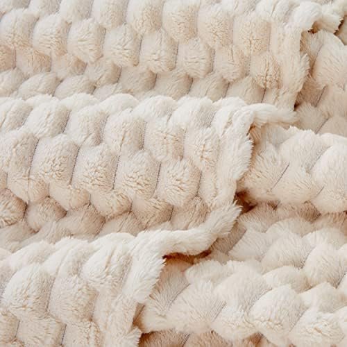 EXQ Home Fleece Throw Blanket for Couch or Bed - 3D Imitation Turtle Shell Jacquard Decorative Blankets - Cozy Soft Lightweight Fuzzy Flannel Blanket Suitable for All Seasons(50"×60",Beige) - Image 6