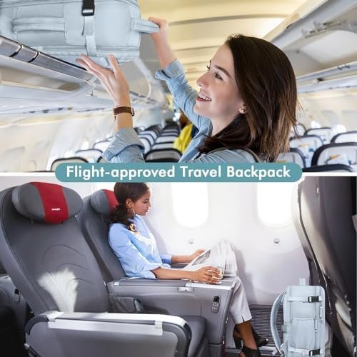Travel Backpack for Men Women, TSA Friendly Flight Approved Carry-on Luggage Hand Backpack Underseat Personal Item, Business Work Gym Bag, Travel Essentials, Light Blue - Image 2