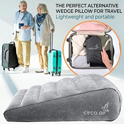 Circa Air Inflatable Wedge Pillow - Travel Wedge Pillow for Sleeping Acid Reflux, After Surgery, Bed Wedge Pillow for Head Shoulder, Back, Knee, Leg Elevation Support, GERD, Snoring, Heartburn - Image 8