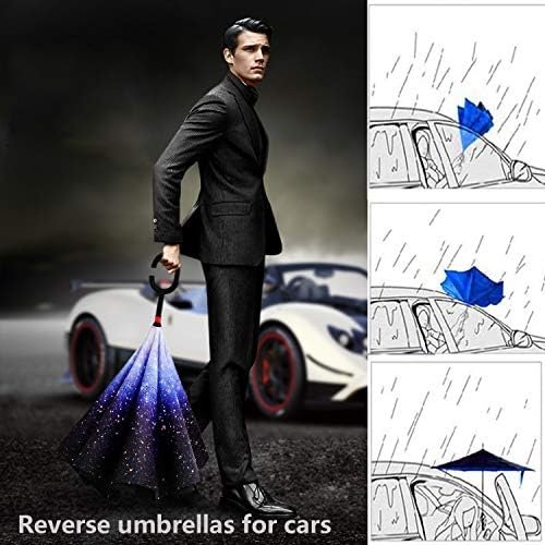 SIEPASA 49/56 Inch Inverted Reverse Upside Down Umbrella, Extra Large Double Canopy Vented Windproof Waterproof Stick Golf Umbrellas with C-shape Handle. - Image 7