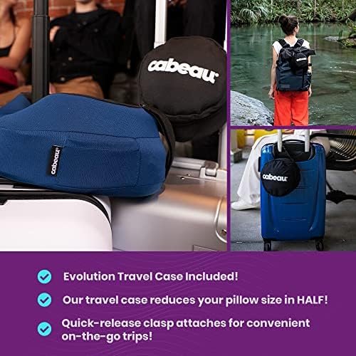 Cabeau Evolution S3 Travel Neck Pillow Memory Foam Neck Support, Adjustable Clasp, and Seat Strap Attachment - Comfort On-The-Go with Carrying Case for Airplane, Train, and Car (Jet Black) - Image 6