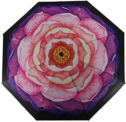 SIEPASA Automatic Travel Compact Umbrella-Small Folding Umbrellas for Rain, Lightweight Small Portable Umbrella, Small Sun & Rain Windproof Umbrella, on the go umbrella.(Camellia Flower) - Image 3
