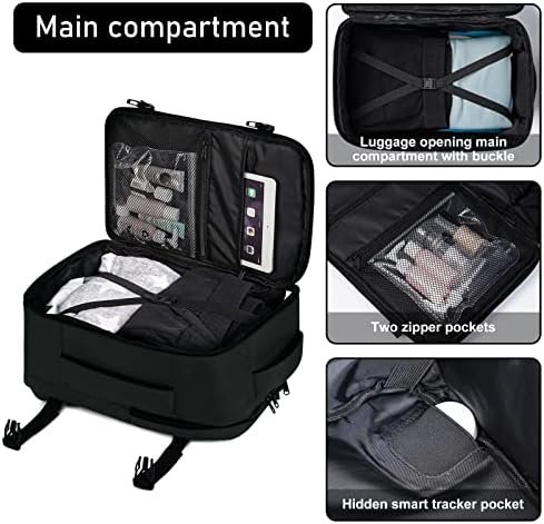 ECOHUB 16'' Travel Backpack For Women Men Airline Approved Personal Item Bag Essentials Laptop Casual Daypack Small Hiking Lightweight Waterproof Backpack, Black - Image 5