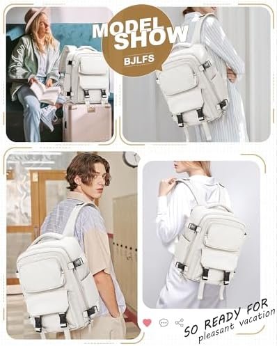 Large Travel Carry on Laptop Backpack for Women Men, Expandable Flight Approved Backpack, Waterproof Sports College bag Casual Daypack for Weekender Business Hiking with Beige - Image 7