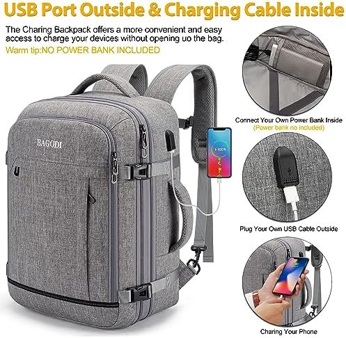Carry On Backpack for Men Women,42L Flight Approved Travel Backpack with 4 Packing cubes,Expandable Water-resistant 17Inch Laptop Backpack,Casual Daypack Businless Weekend Hiking - Image 2