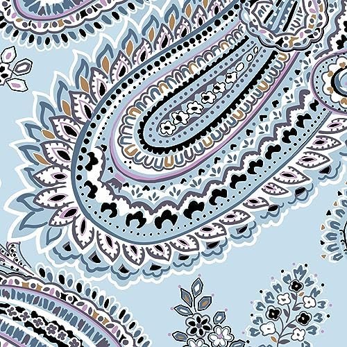 Vera Bradley Plush Fleece Travel Blanket with Trolley Sleeve, Soft Sky Paisley - Image 4