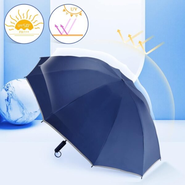 Bodyguard Inverted Umbrella, Large Windproof Umbrellas for Rain & Sun, Compact Umbrella Reverse Umbrella with Reflective Stripe, Teflon Umbrella for Women Men, Travel Folding Umbrella with Cover Bag - Image 3