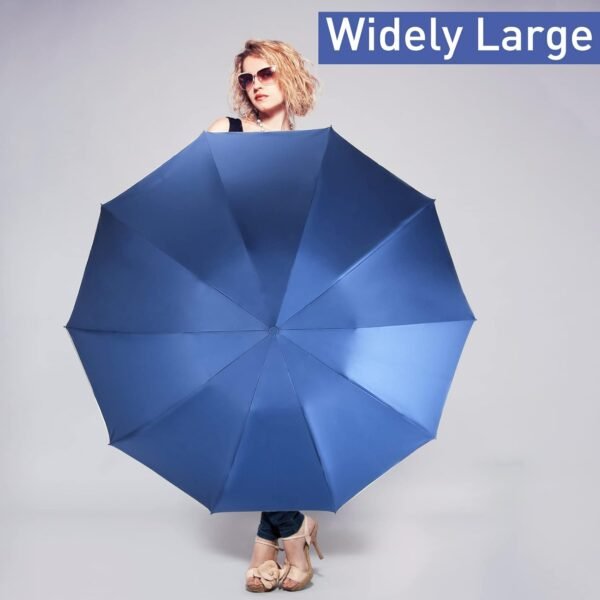 Bodyguard Inverted Umbrella, Large Windproof Umbrellas for Rain & Sun, Compact Umbrella Reverse Umbrella with Reflective Stripe, Teflon Umbrella for Women Men, Travel Folding Umbrella with Cover Bag - Image 8