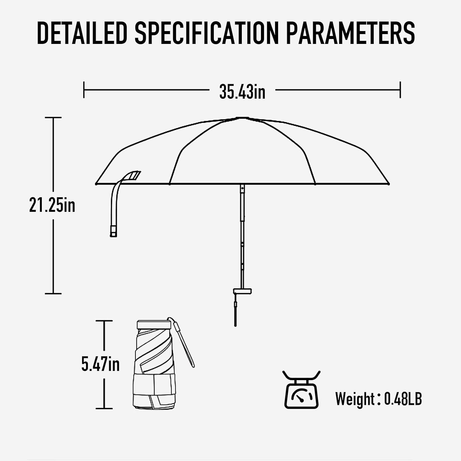 Travel Mini Compact Umbrella With Purse,Small Sun UV Umbrella Protection,UPF 50+ Micro Parasol Umbrella,Small & Lightweight umbrella,Umbrella for Girls,Kids,Women - Image 8