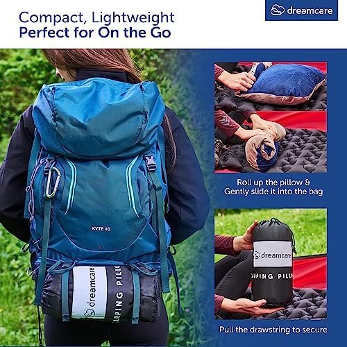 DREAMCARE Camping Pillow, Memory Foam Travel Pillow, Camping Accessories - Small Pillow Camping Essentials Camping Pillows for Sleeping, Backpacking Pillow, Travel Pillows for Sleeping (Medium,Blue) - Image 6