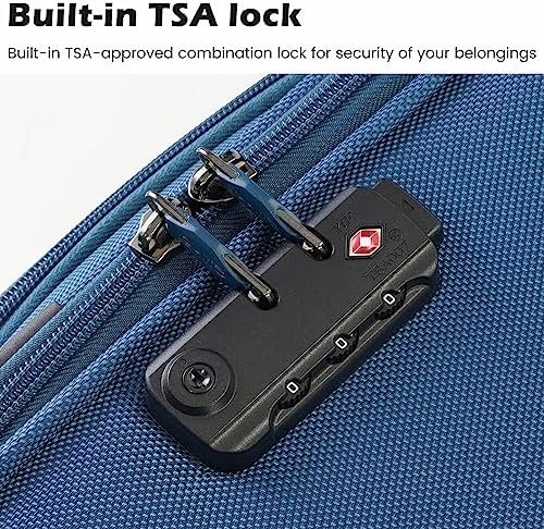 Coolife Luggage 4 Piece Set Suitcase Spinner TSA Lock Softshell lightweight (blue+sliver) - Image 2