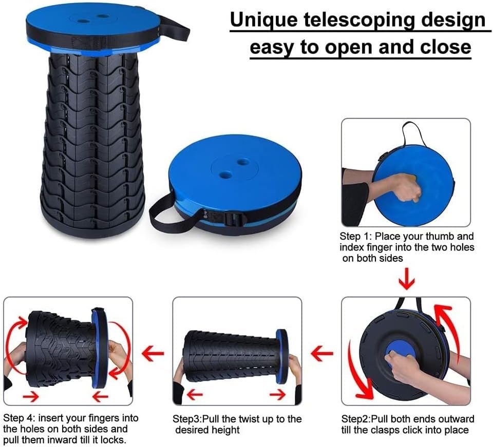 Fishboy Upgraded Collapsible Stool, 400lbs Max Weight, Lightweight But Sturdy, Portable Retractable Folding Telescoping Foldable Camping Stool for Adults Outdoor Fishing Hiking Travel BBQ - Image 3