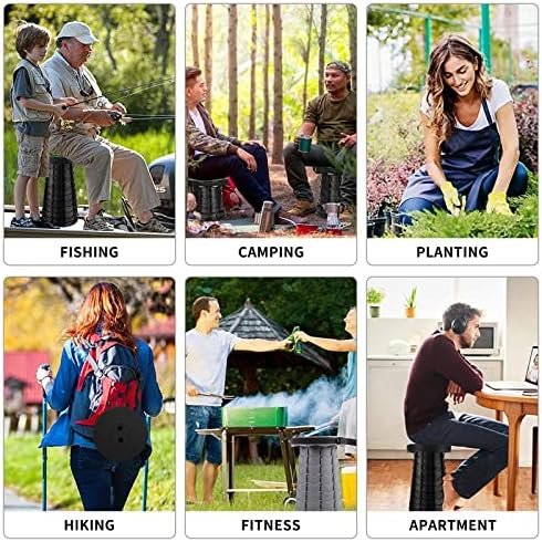 Aihoye Portable Collapsible Stool， Folding Telescoping Stool with Load Capacity 400lbs，Portable Collapsible Stool for Adults，Portable Collapsible Chair for Camping Fishing Hiking Travel BBQ(Black) - Image 6