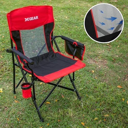 Camping Chair for Adults 350 LBS Support Camp Chair 2PCS with Breathable Mesh Back Fabric with Arm Rest Cup Holder and Portable Carrying Bag - Image 6