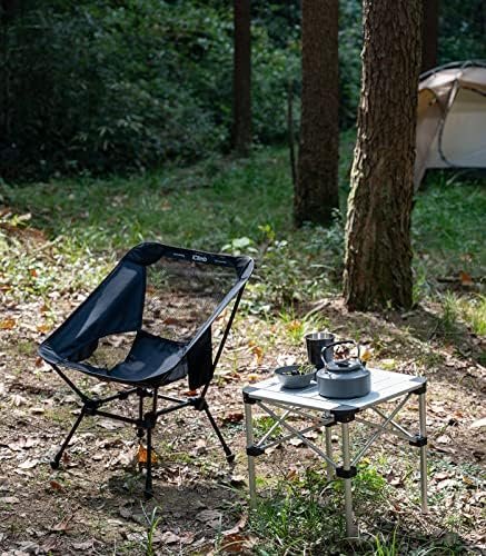 iClimb Ultralight Compact Camping Folding Beach Chair with Anti-Sinking Large Feet and Back Support Webbing (Black - Square Frame) - Image 2