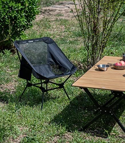 iClimb Ultralight Compact Camping Folding Beach Chair with Anti-Sinking Large Feet and Back Support Webbing (Black - Square Frame) - Image 6