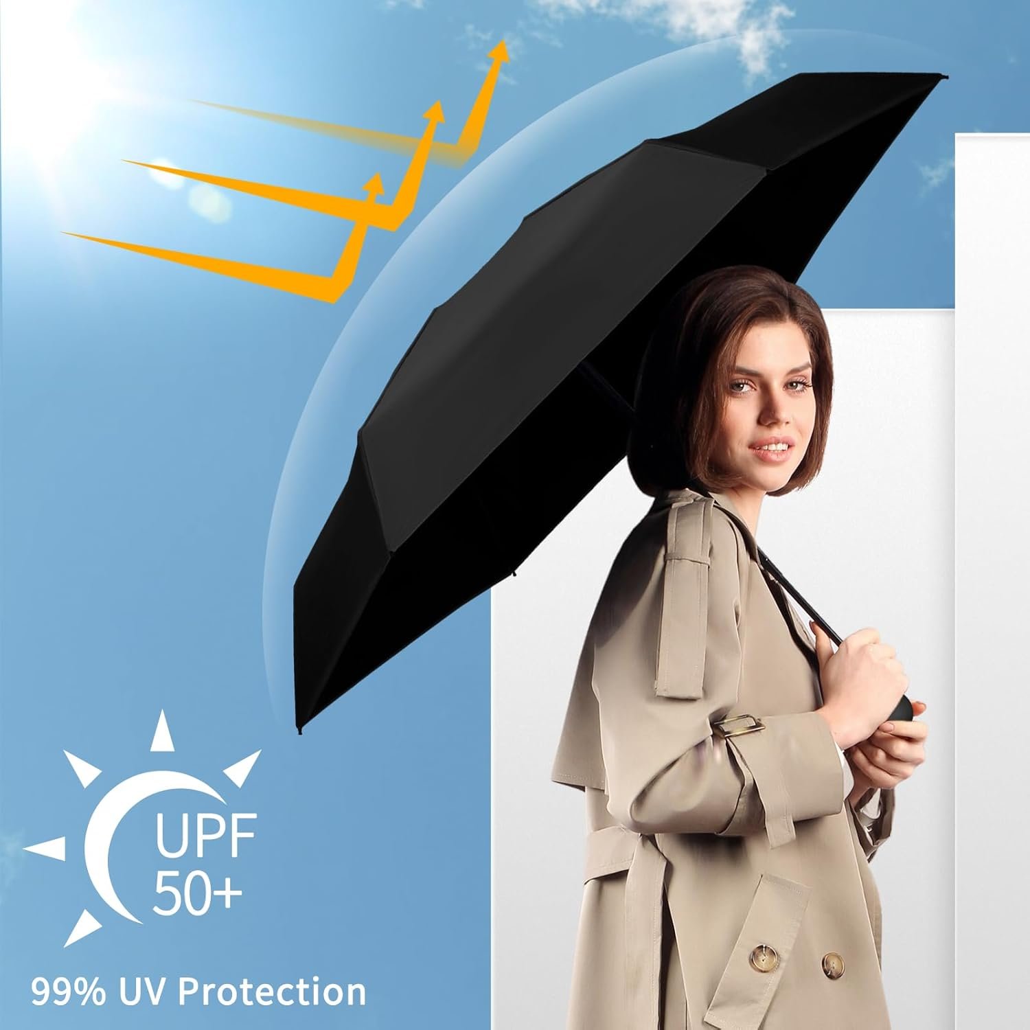 Yoobure Travel Umbrella Portable Compact Umbrella, Pocket Mini Umbrella for Purse UV Umbrella, Umbrellas for Rain Small Umbrella for Backpack, Sun Umbrella with Case Folding Umbrella for Kids Women - Image 5