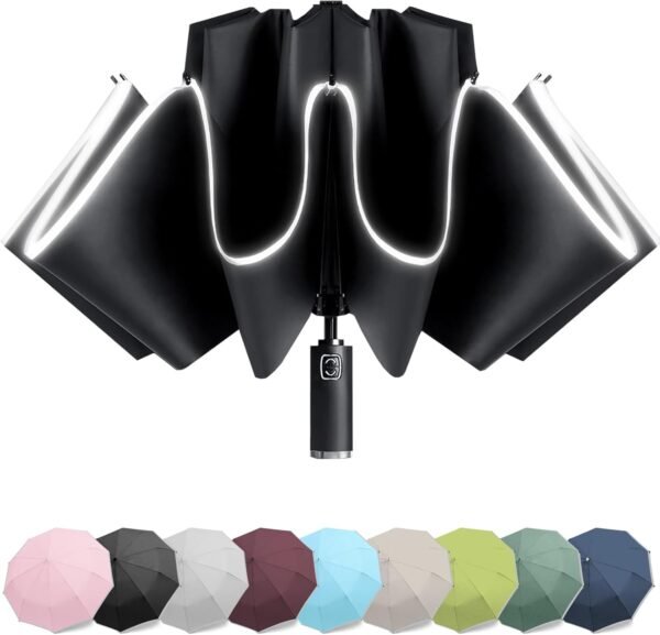 Inverted Umbrella Travel Folding,Large Umbrellas for Rain & Sun Waterproof Auto Open/Close Portable Automatic Umbrellas for Rain 99 UV Protection 105cm Span 10 Ribs Umbrella…