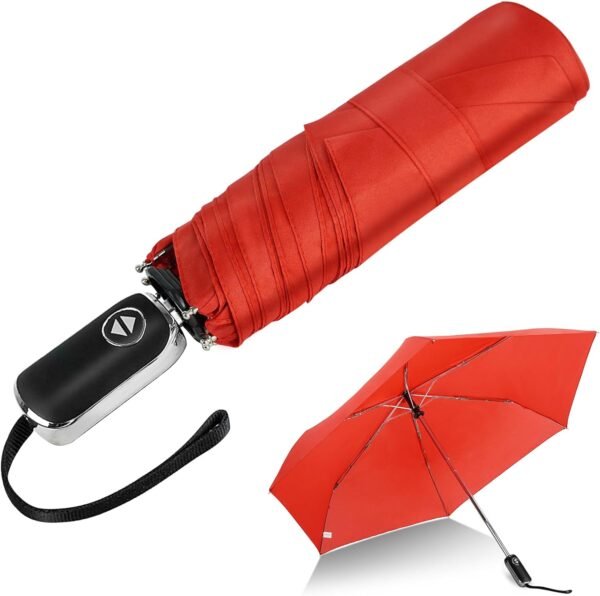 LEAGERA Compact Travel Umbrella Small, Mini Small Umbrella For Purse with Flat Handle Design, Waterproof Small Umbrella for Light Rain