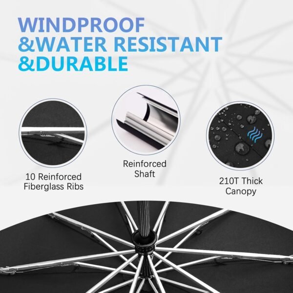 2 Pack Travel Umbrella,Umbrellas for Rain Windproof,Automatic inverted Small Compact Umbrella,Car Umbrella,EVUM001 - Image 3
