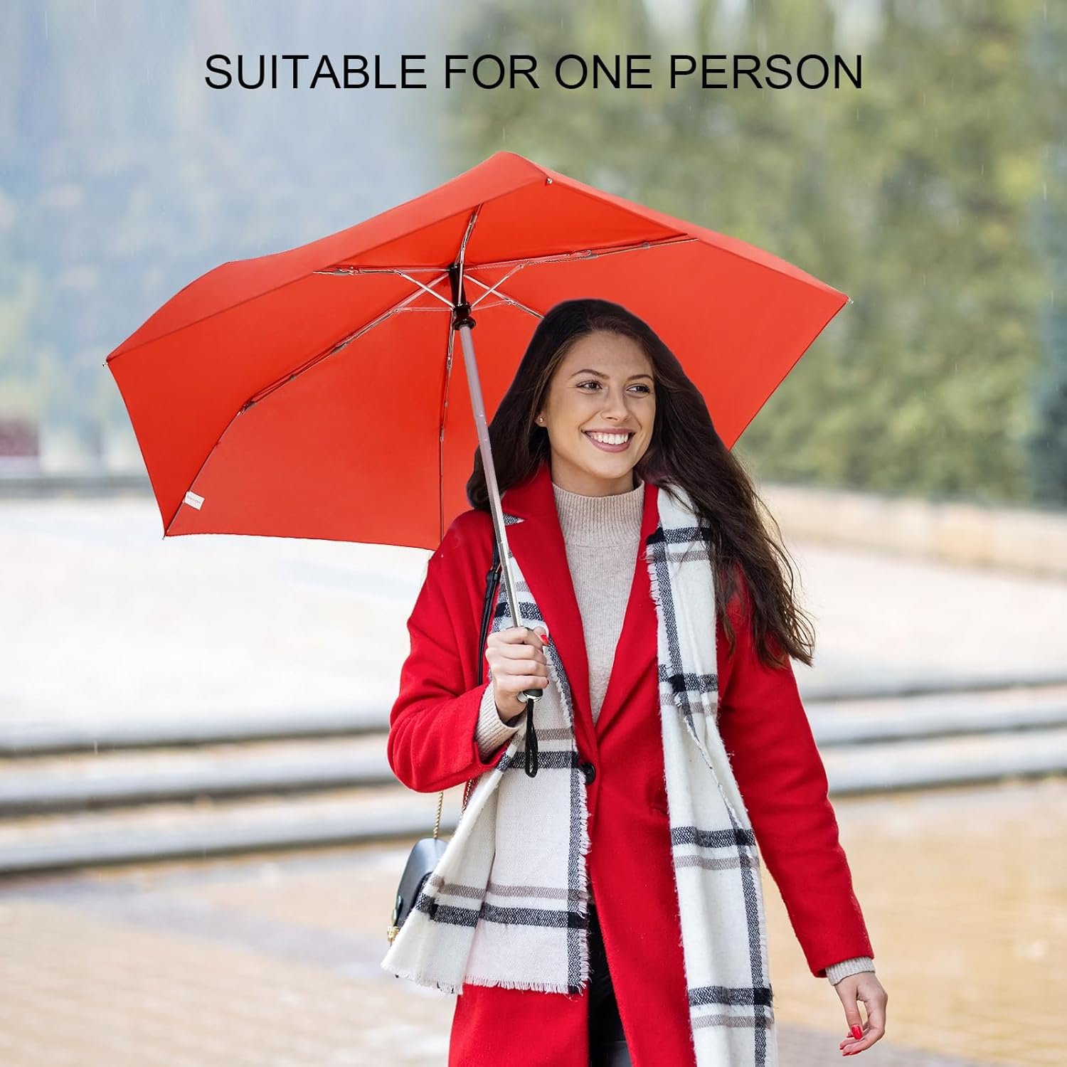 LEAGERA Compact Travel Umbrella Small, Mini Small Umbrella For Purse with Flat Handle Design, Waterproof Small Umbrella for Light Rain - Image 2